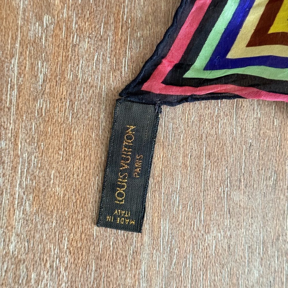 Louis Vuitton Black Multicolor Monogram Silk Scarf - Picture 5 of 7
